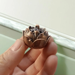Miniature hollow lotus incense burner in vintage bronze zinc alloy for home decor