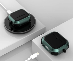 Coque AirPods Pro bicolore robuste compatible avec charge sans fil et filaire