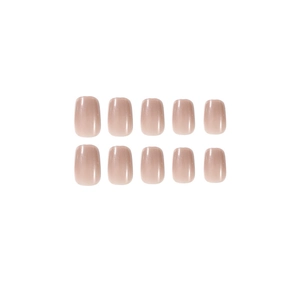 Unghie finte corte squadrate-ovali rosa nude con finitura glitterata fine, set da 10 pezzi
