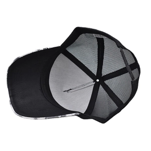 Detail of breathable mesh back and adjustable snap closure on the gradient baseball cap