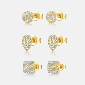 925 Sterling Silver Stud Earrings Geometric Square Pear Circle Micro Pave Cubic Zirconia Minimalist Jewelry For Women