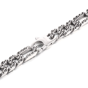 Mens vintage punk stainless steel flat Cuban link chain bracelet with lobster clasp