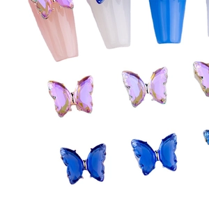 3D butterfly nail charms in phantom purple and blue crystal for DIY manicure nail art