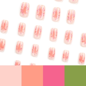 Pink fireworks design on medium-length square press-on nails with glitter accents