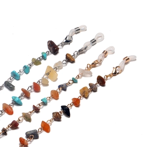 Four natural stone eyewear chains in colorful styles with anti-slip silicone loops