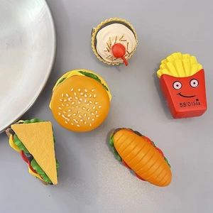 5-piece set of funny food-shaped hair clips including realistic burger and fries designs