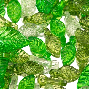 Translucent green acrylic leaf beads for DIY jewelry making and handmade crafts