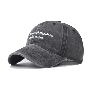 Washed Cotton Baseball Cap Distressed Champagne Please Letter Embroidery Adjustable Unisex Casual Vintage Outdoor Sun Hat