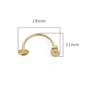 14K gold plated C-shaped pearl earring finding DIY jewelry component 19x11mm size