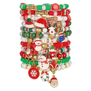 Ensemble de bracelets de Noël faits main avec breloques flocon et perles de cristal