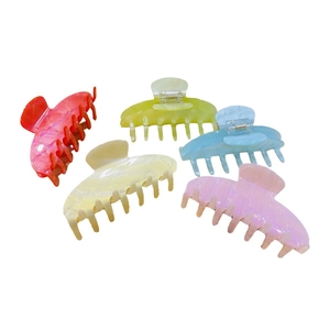 Set of 5 large glitter acrylic hair claws in assorted colors for elegant hair styling