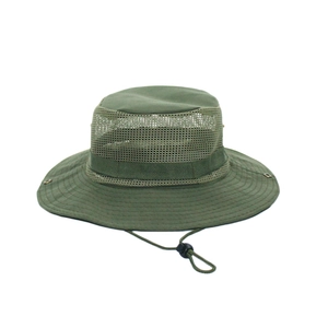 Chapeau boonie vert armée avec maille respirante et cordon réglable pour la protection solaire