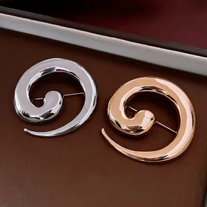 Minimalist Spiral Vortex Brooch High Polished Alloy Geometric Corsage Pin For Women Elegant Fashion Jewelry