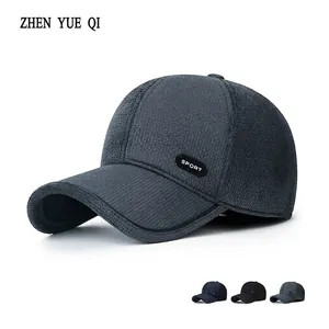 Men Winter Baseball Cap Fleece Lined Thickened Corduroy Windproof Ear Flaps Warm Outdoor Casual Sporty Hat