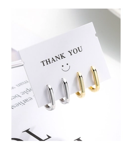 Set di orecchini a cerchio a U in argento sterling S925 con finiture a specchio oro e argento