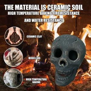 Fireproof ceramic skull for fire pits and fireplaces with high temperature resistance