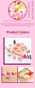 Détail de bagues roses en résine pour filles avec motifs fruits et gâteaux, taille 20-25mm