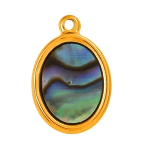 Collier en acier inoxydable 304 avec pendentif ovale en nacre d'abalone naturelle