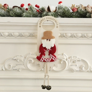 Christmas Santa Claus door hanger with bells and Merry Christmas sign for home decoration