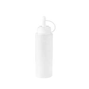 350ml transparente Quetschflasche mit Skala und Tülle für Saucen und Dressings