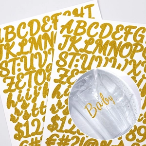 Waterproof gold glitter alphabet stickers for graduation caps and DIY crafts