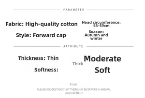 Size chart for retro cotton beret showing 58-59cm circumference and autumn winter specs