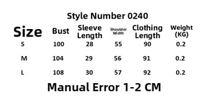 Size guide for women's short sleeve lace T-shirt including bust and length measurements