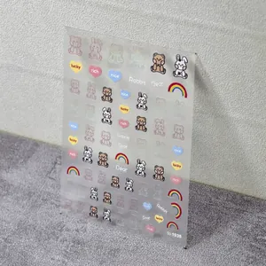 Kawaii Japanese style 5D nail art stickers with cute bears, rabbits and colorful hearts