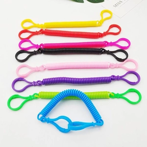 Colorful plastic spring coil keychains in eight colors with durable plastic hooks