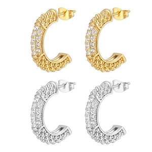 Französische Creolen aus 18K vergoldetem Edelstahl mit Kristallen in Gold und Silber