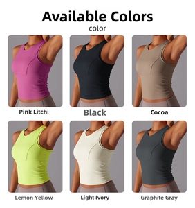 Grille détaillée montrant six options de couleurs pour le débardeur de sport en nylon