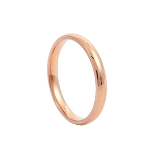 Polished 2mm rose gold stainless steel simple band ring shown on a clean white background