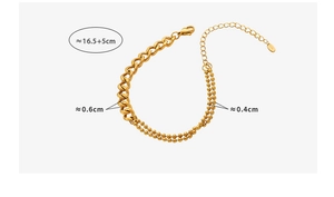 Detail of gold titanium steel bracelet showing dual-layer beads and thick chain dimensions