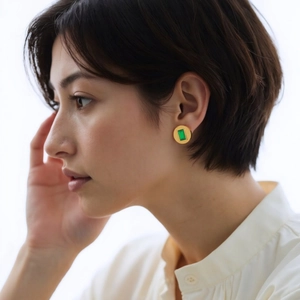 Stainless Steel Zircon Stud Earrings 18K Gold Plated Emerald Green Heart Shaped Luxury Geometric Jewelry For Women