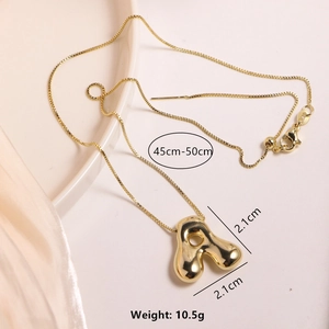Puffy alphabet A letter pendant necklace in 18K gold plated finish with box chain