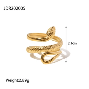 18k gold-plated snake wrap ring in stainless steel featuring intricate scale texture