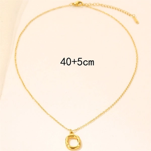 Gold minimalist irregular hollow circle necklace with 40+5cm adjustable chain
