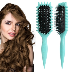 Eco-friendly turquoise nylon boar bristle hairbrush for bouncy curls and long hair