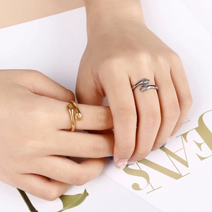 Minimalist stainless steel hugging hands open rings in gold and silver finishes