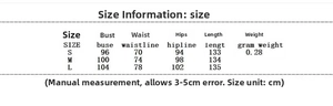 Detailed size chart for embroidered midi dress showing bust waist and length in cm