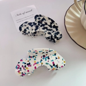French style acetate claw clips with marble and colorful terrazzo patterns for women