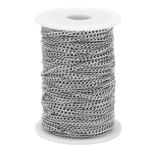 304 stainless steel Cuban curb chain roll for jewelry making in silver finish