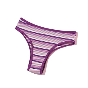 Culotte en coton côtelé pour femme avec rayures violettes et roses, taille moyenne