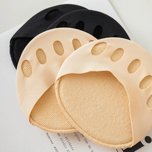 Atmungsaktive Fünf-Zehen-Vorfußpolster für High Heels in Schwarz und Beige Strick