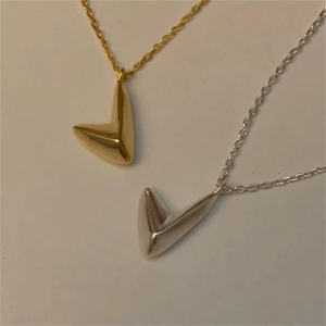 Minimalist 925 sterling silver V-shape necklace in gold and silver finish options