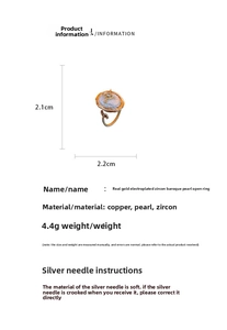 Dettaglio dell'anello con perla barocca e zirconi con dimensioni di 2,1 cm x 2,2 cm