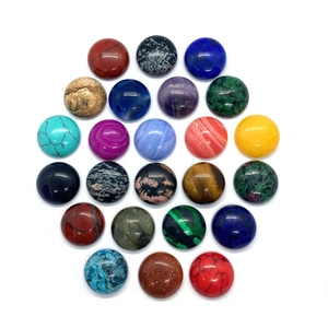 Collection of 19 natural round stone cabochons in various colors for DIY jewelry