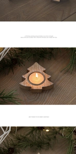 Artistic detail of a wooden Christmas tree candle holder with warm lit candle and pine leaves