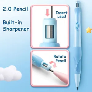 Matita a scatto delfino blu 2,0 mm con temperino integrato e impugnatura ergonomica
