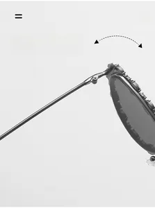 Detail of durable metal hinges on silver cat eye sunglasses for smooth folding